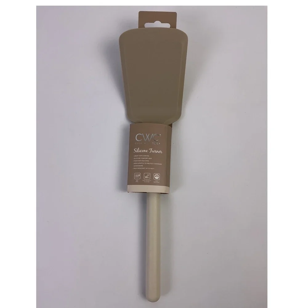 CWC Cook With Color Silicone Turner Tan Heat Resistant Kitchen Utensil New‎